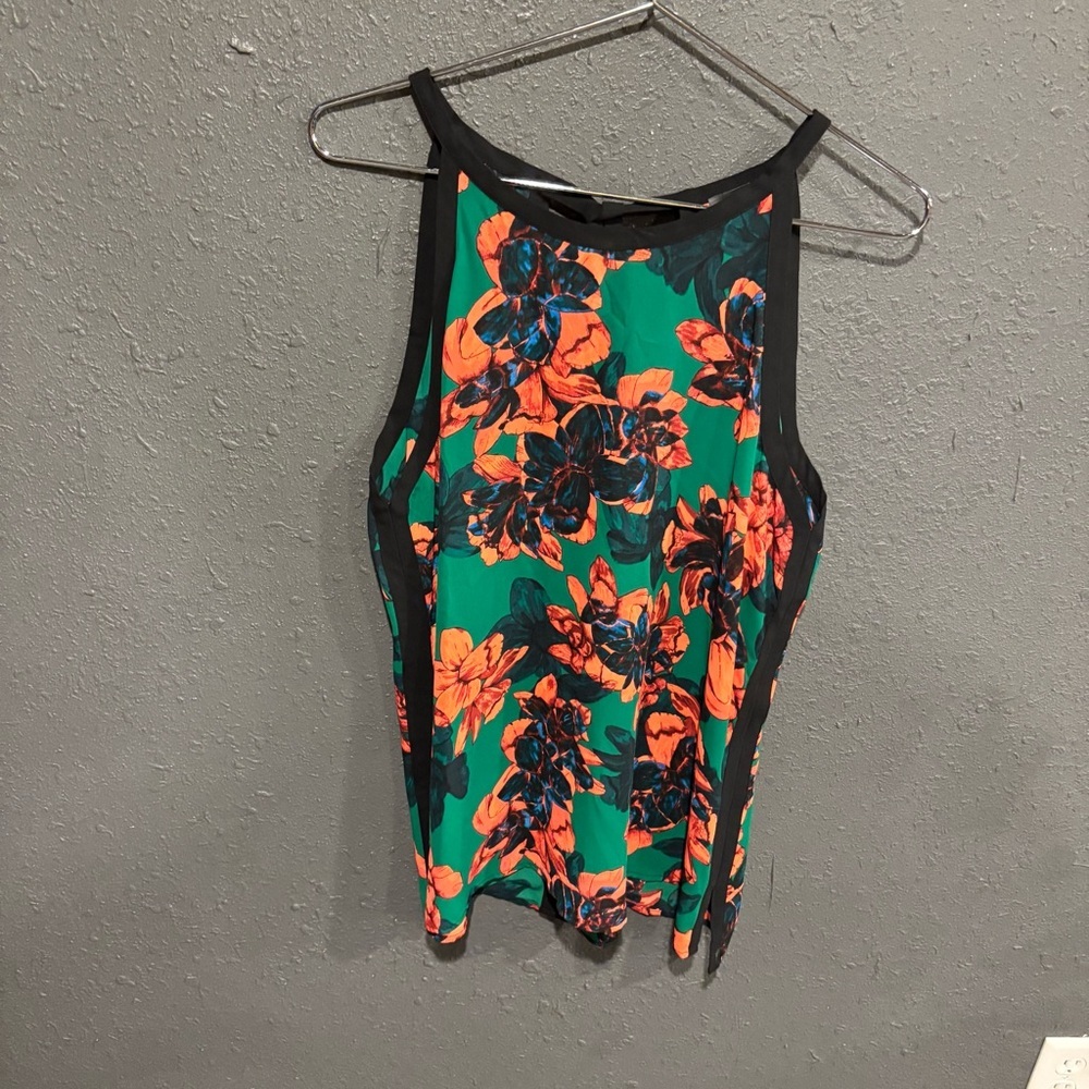 Floral Green and Orange Women's Top